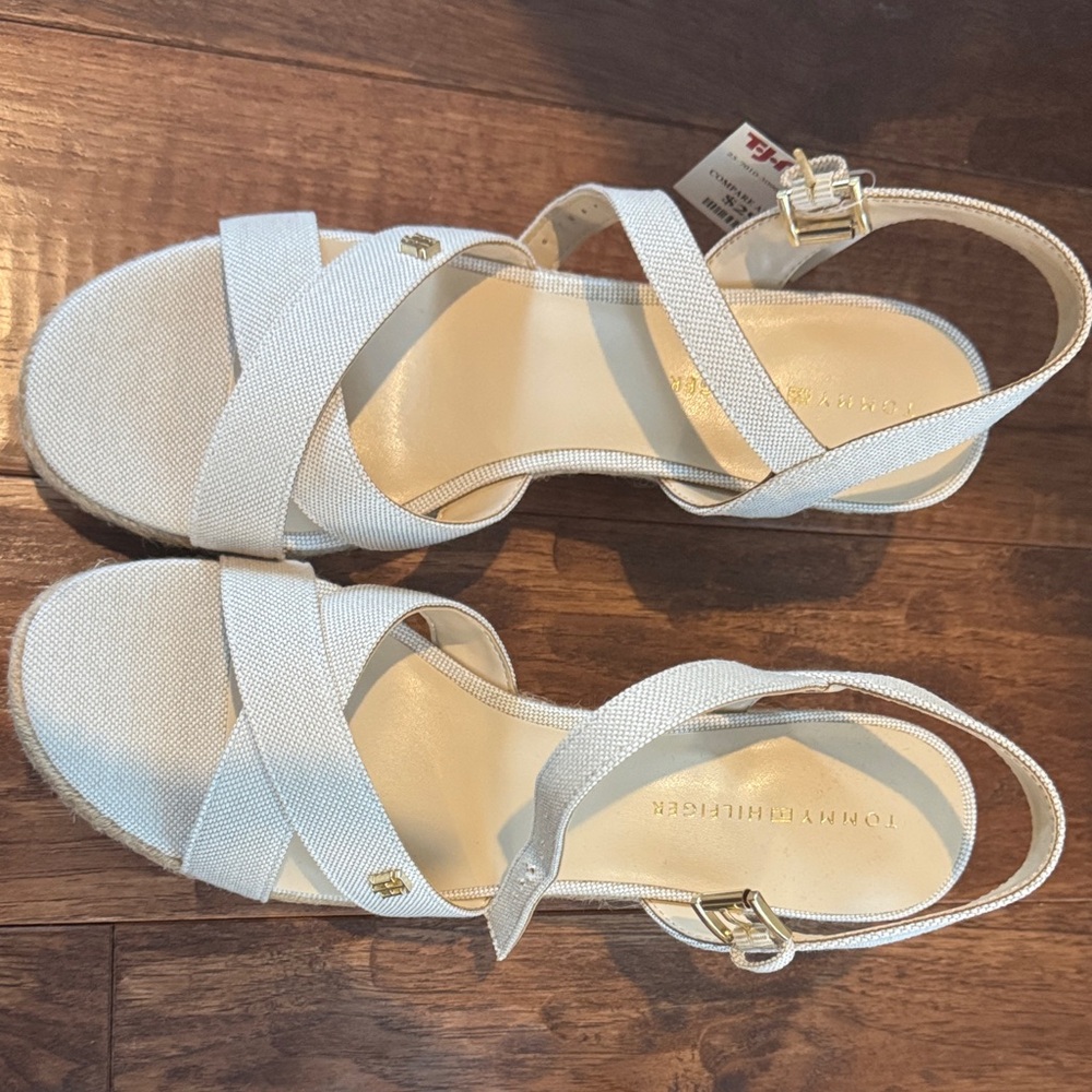 Tommy Hilfiger Cream Crisscross Slingback Sandals